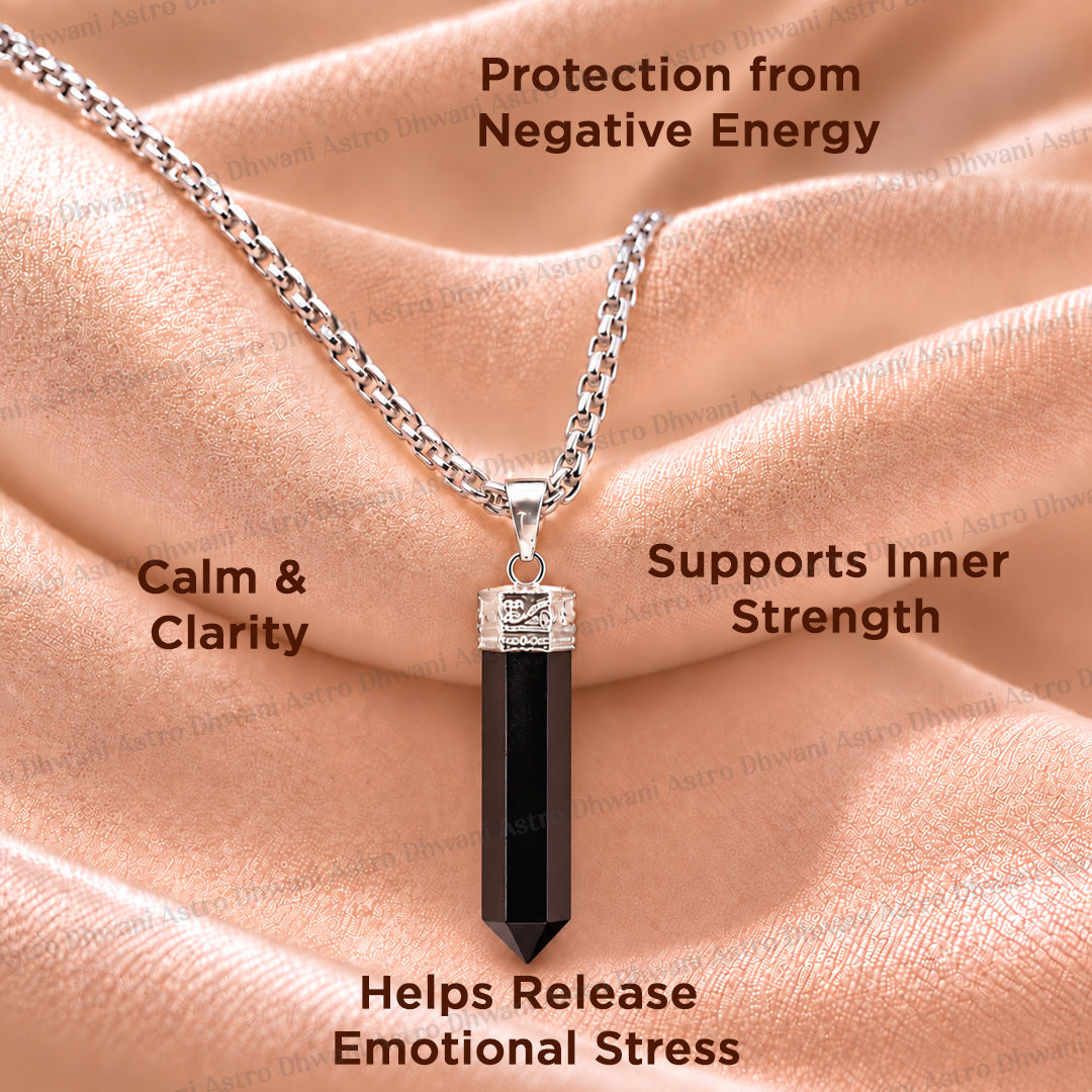 Black Obsidian Pencil Pendant - Abhimantrit & Certified