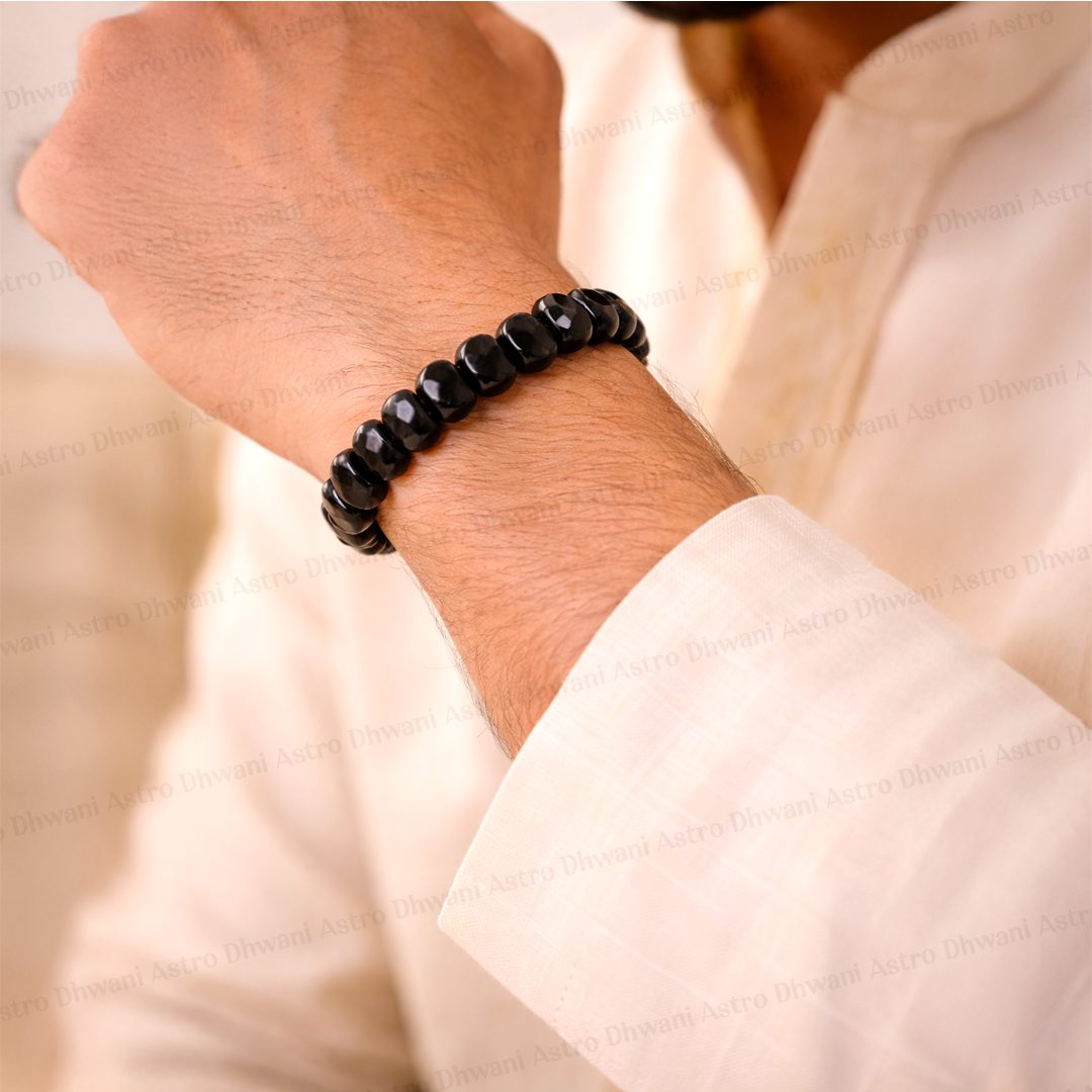 Negative and Evil Protection: Black Onxy Emerald Cut Bracelet - Abhimantrit & Certified
