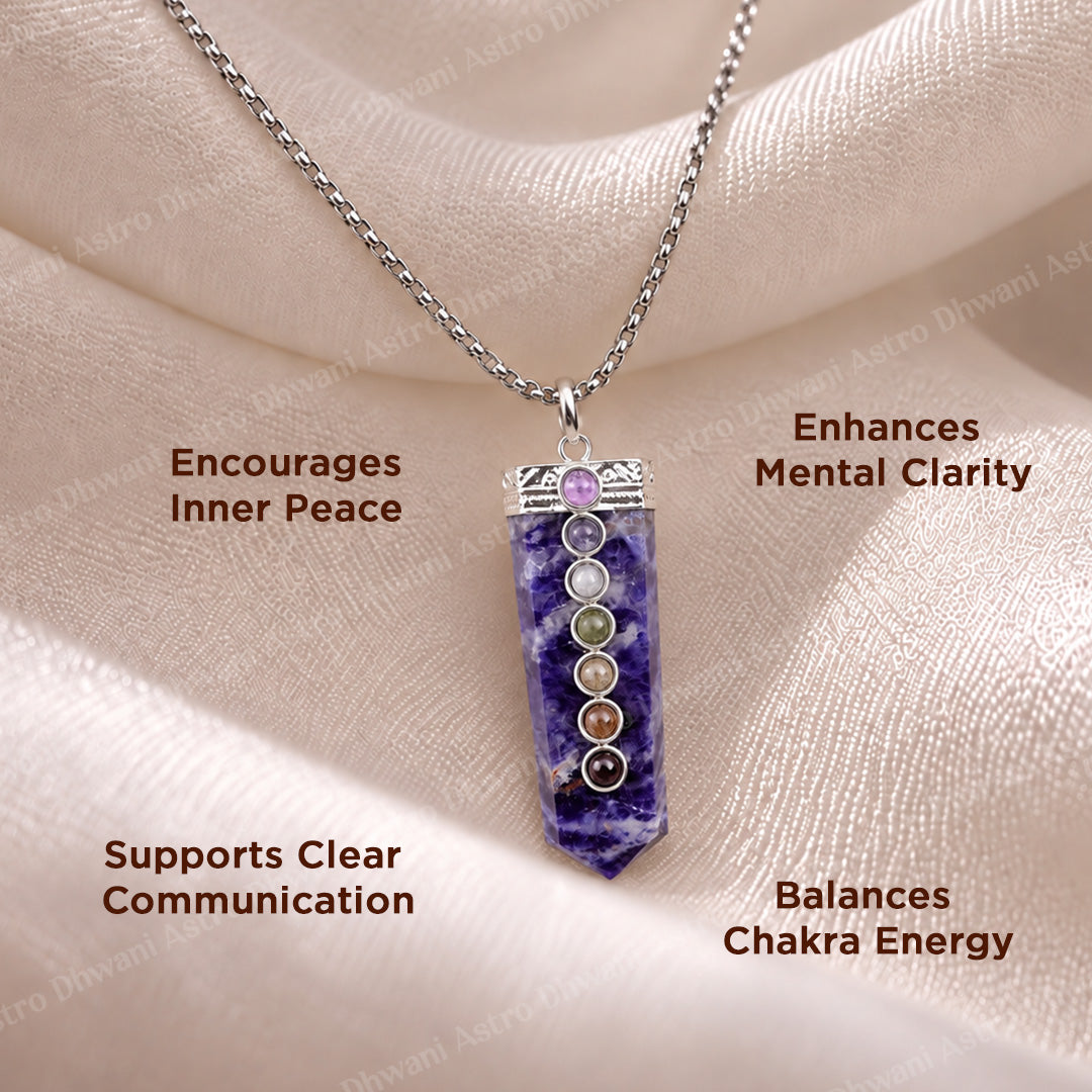 Sodalite Seven Chakra Stone Pendant - Abhimantrit & Certified