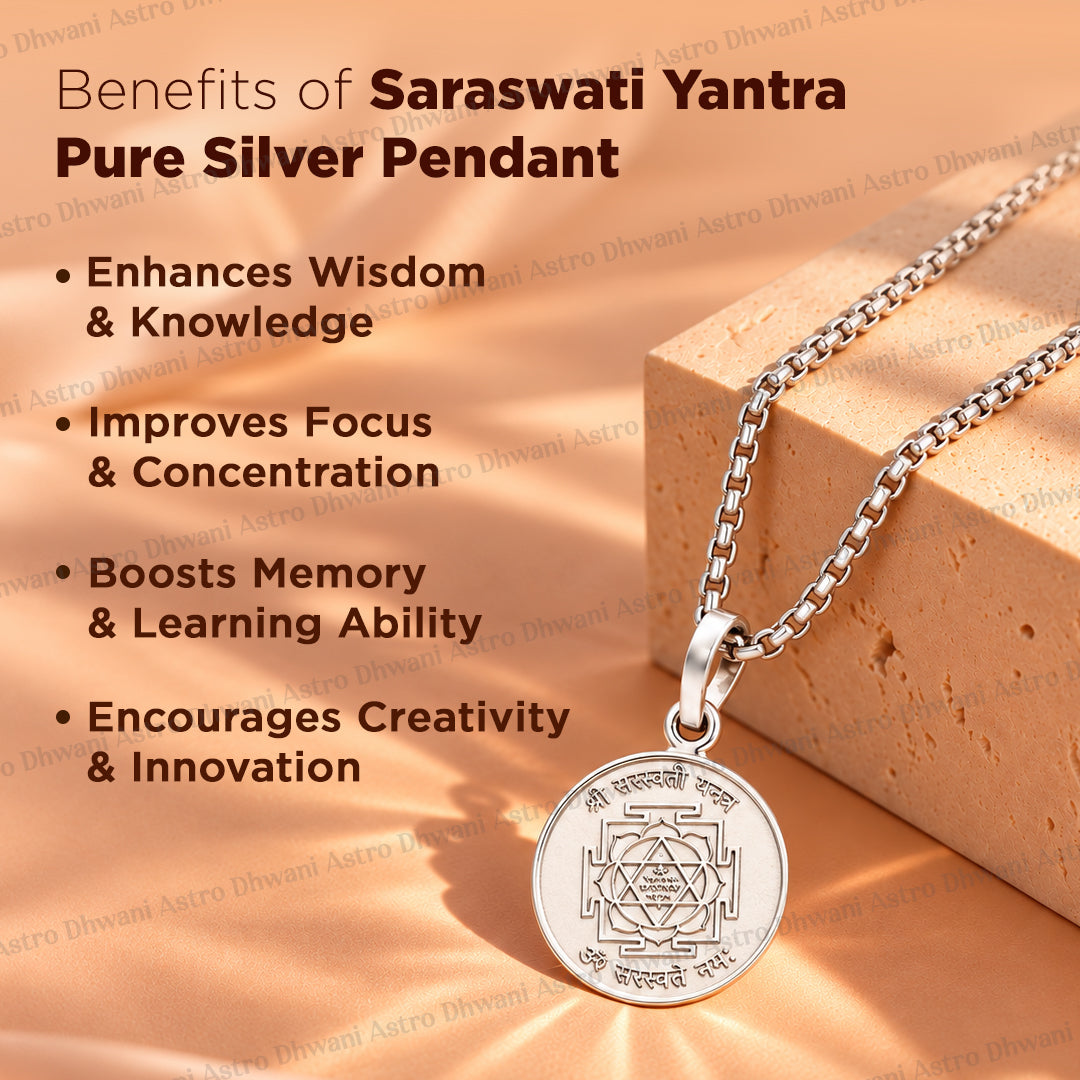 Saraswati Yantra (Pure Silver) Pendant