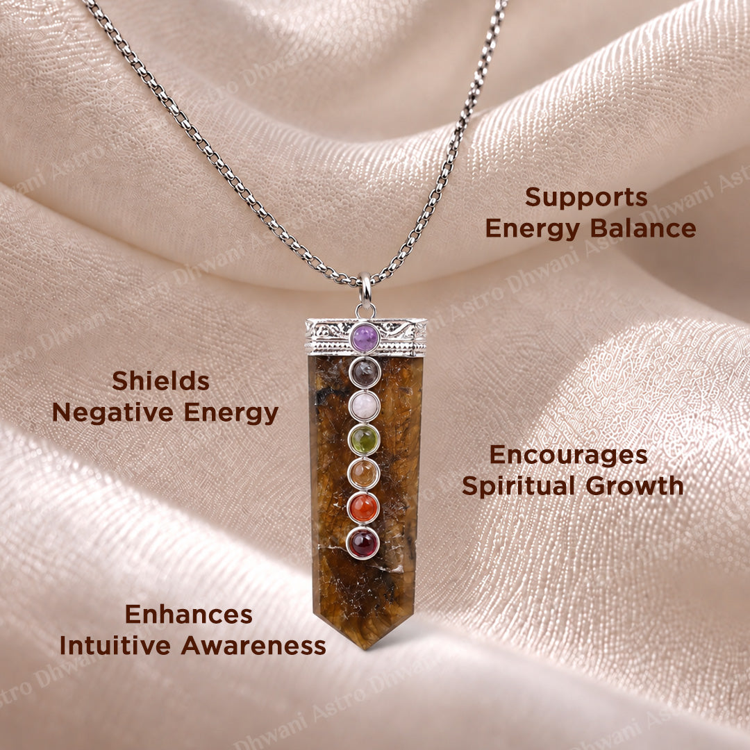 Labradorite Seven Chakra Stone Pendant - Abhimantrit & Certified