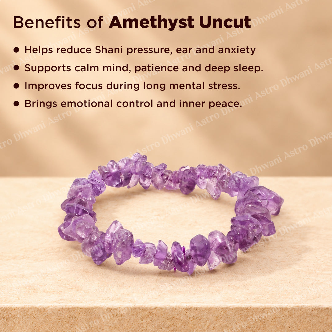 Amethyst Uncut Crystal Bracelet - Abhimantrit & Certified
