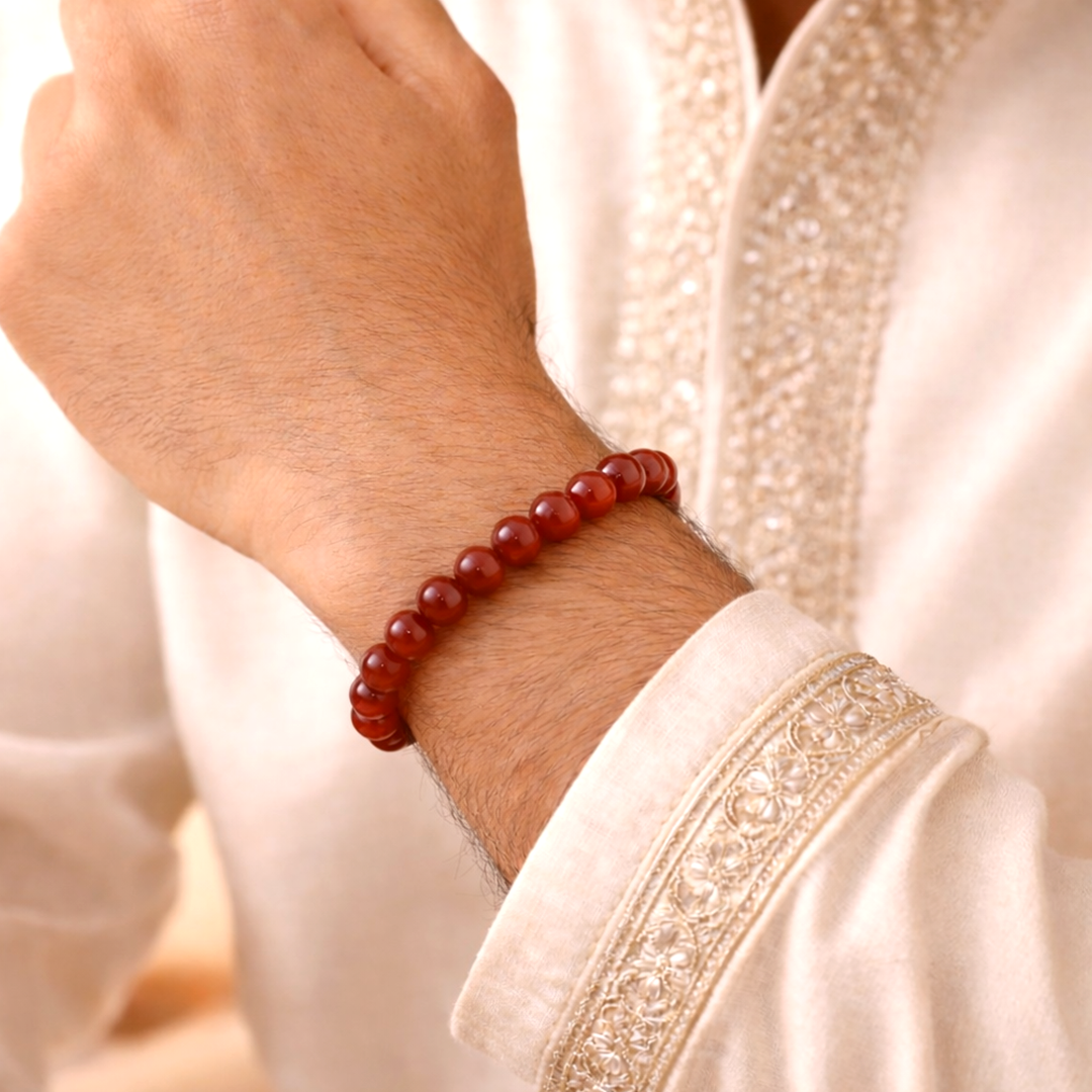 Red Carnelian Bracelet For Mangal Sun Strength Abhimantrit