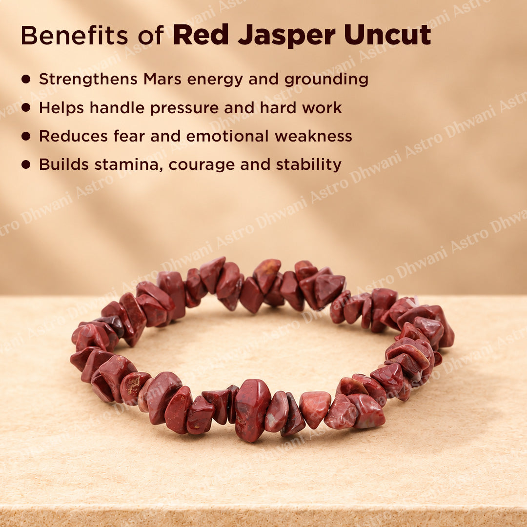 Red Jasper Uncut Bracelet for Strength, Stability & Grounding Energy - Abhimantrit & Certified