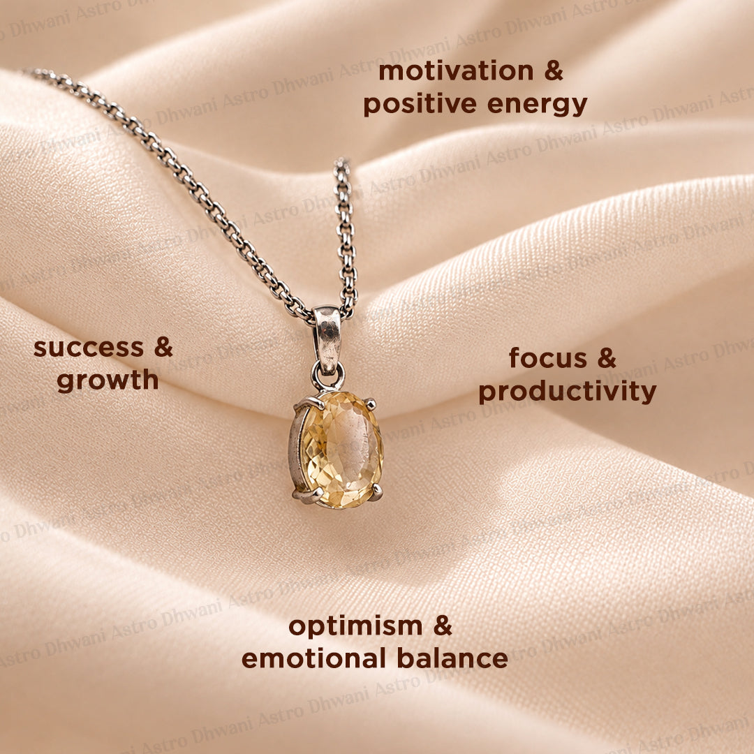 High Financial Status, Success in Job & Profession: Yellow Citrine Crystal Pendant - Abhimantrit & Certified