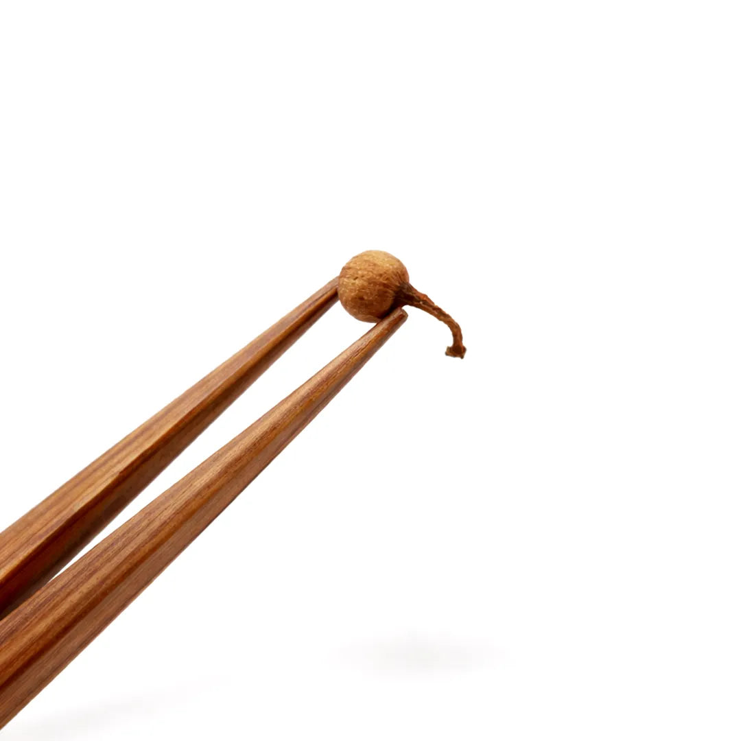 Pair of wooden drumsticks with a white backgroundNag Kesar Root – Prosperity, Protection & Positive Energy Remedy