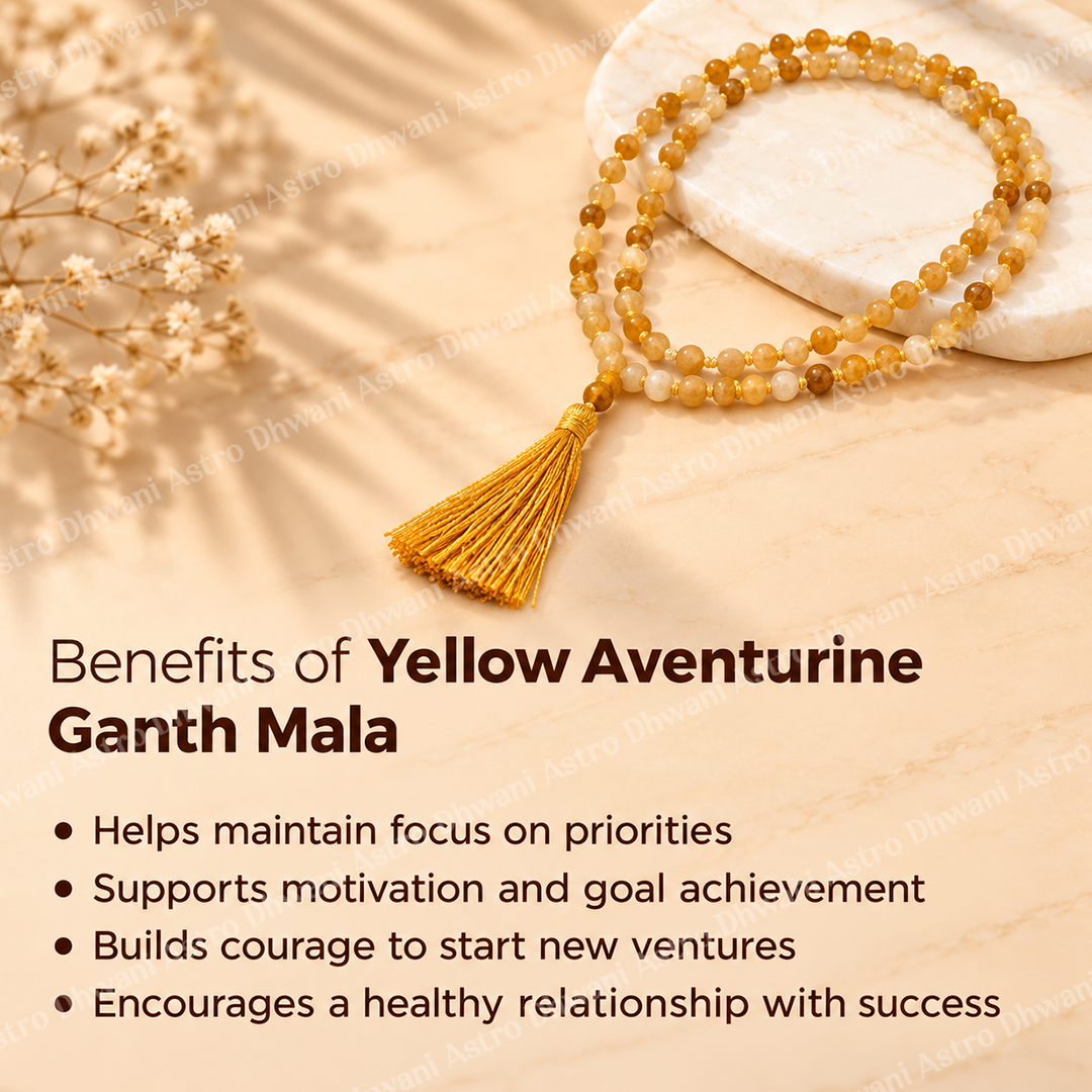 Yellow Aventurine Ganth Mala Japa Mala ,Meditation Puja Spiritual  Practice