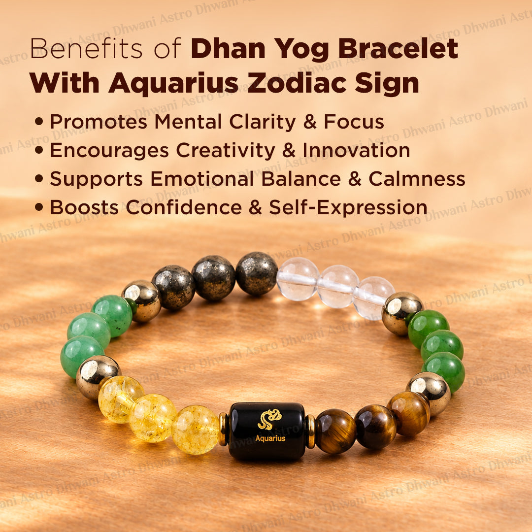 Dhan Yog Bracelet with Aquarius ( कुंभ ) Zodiac Sign