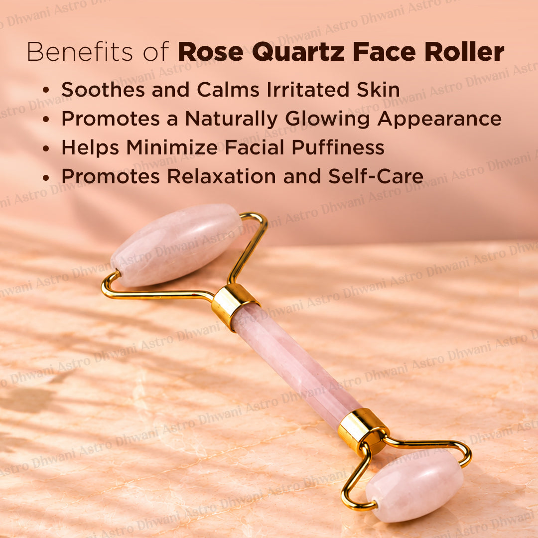 Skin Glow and Love Attract Rose Quartz Roller - Abhimantrit & Certified