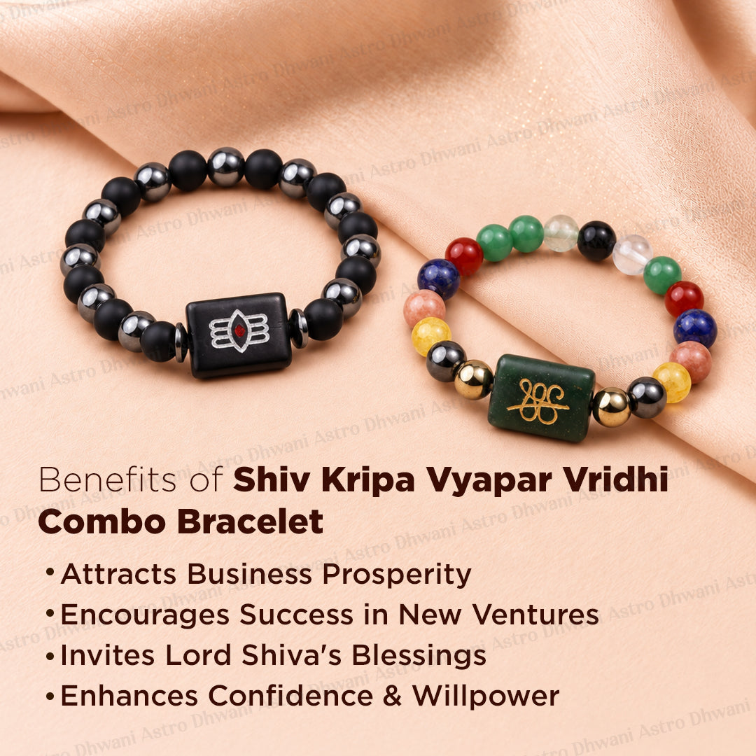 Shiv Kripa Vyapar Vridhi Combo  Bracelet ( Business Success & Growth And Shiv Netra Bracelet ) - Abhimantrit & Certified