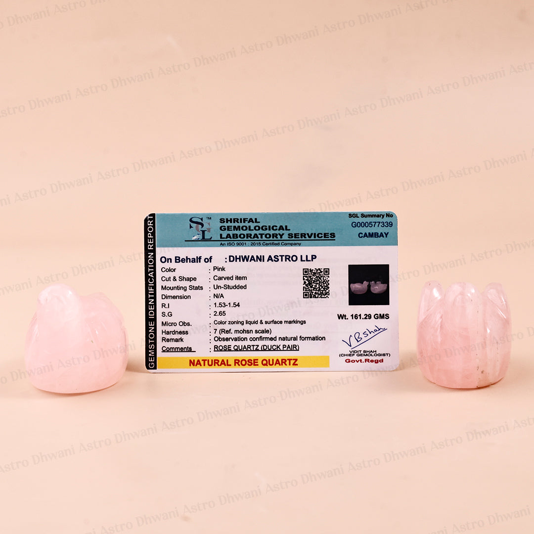Rose Quartz Swan - Abhimantrit & Certified
