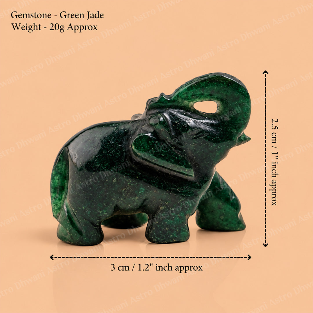 Green Jade Crystal Elephant - Natural