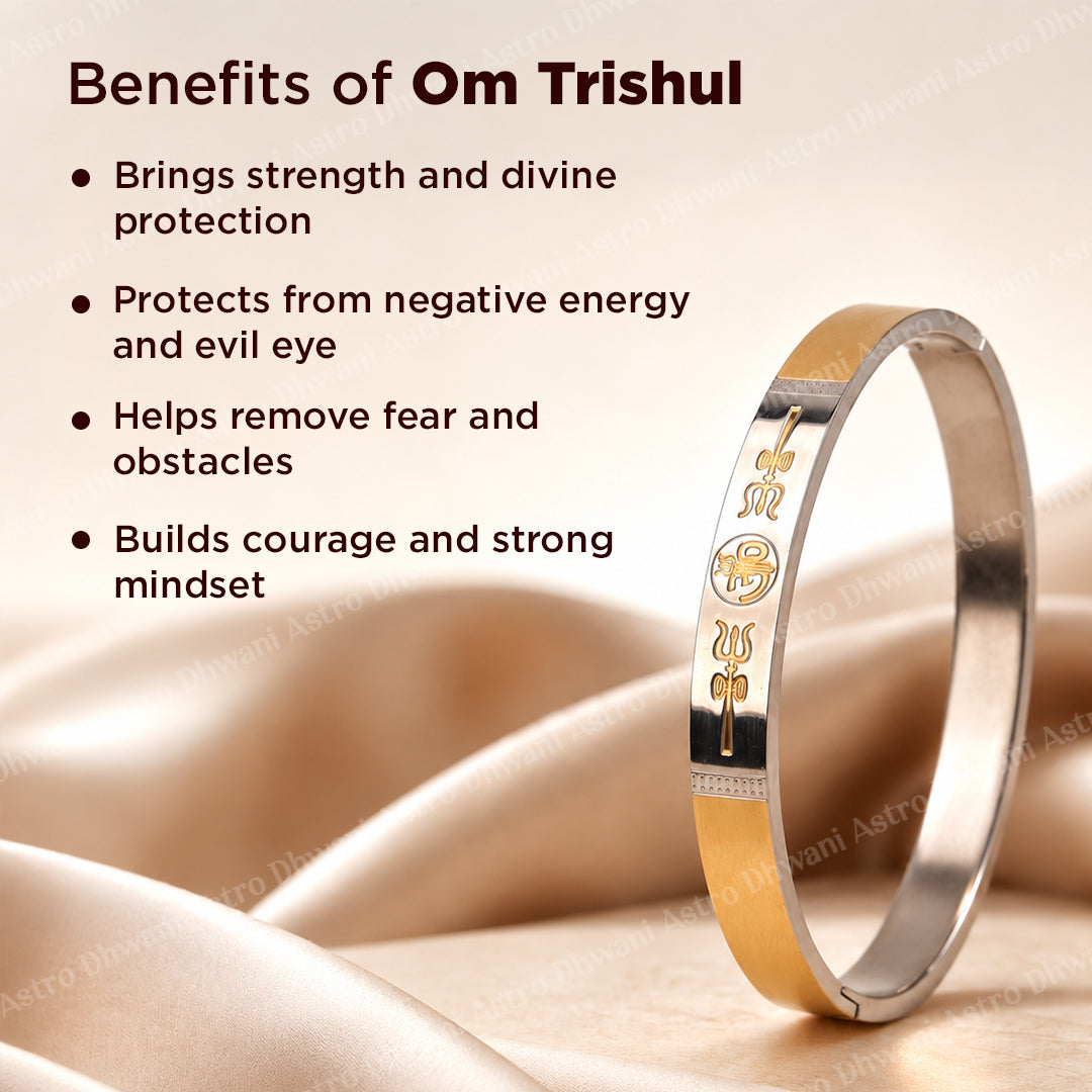 Om Trishul Kada (IGP Gold & Silver Plating) - Abhimantrit