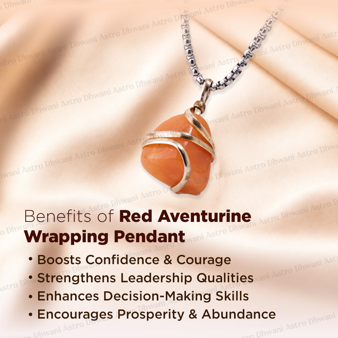 Red Aventurine Wrapping Pendant ( Harmony, Trust and Understanding in Relationship) - Abhimantrit & Certified