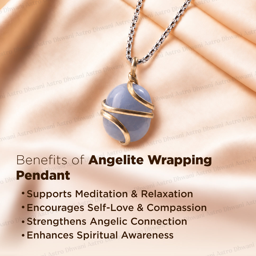 Angelite Wrapping Pendant - Abhimantrit