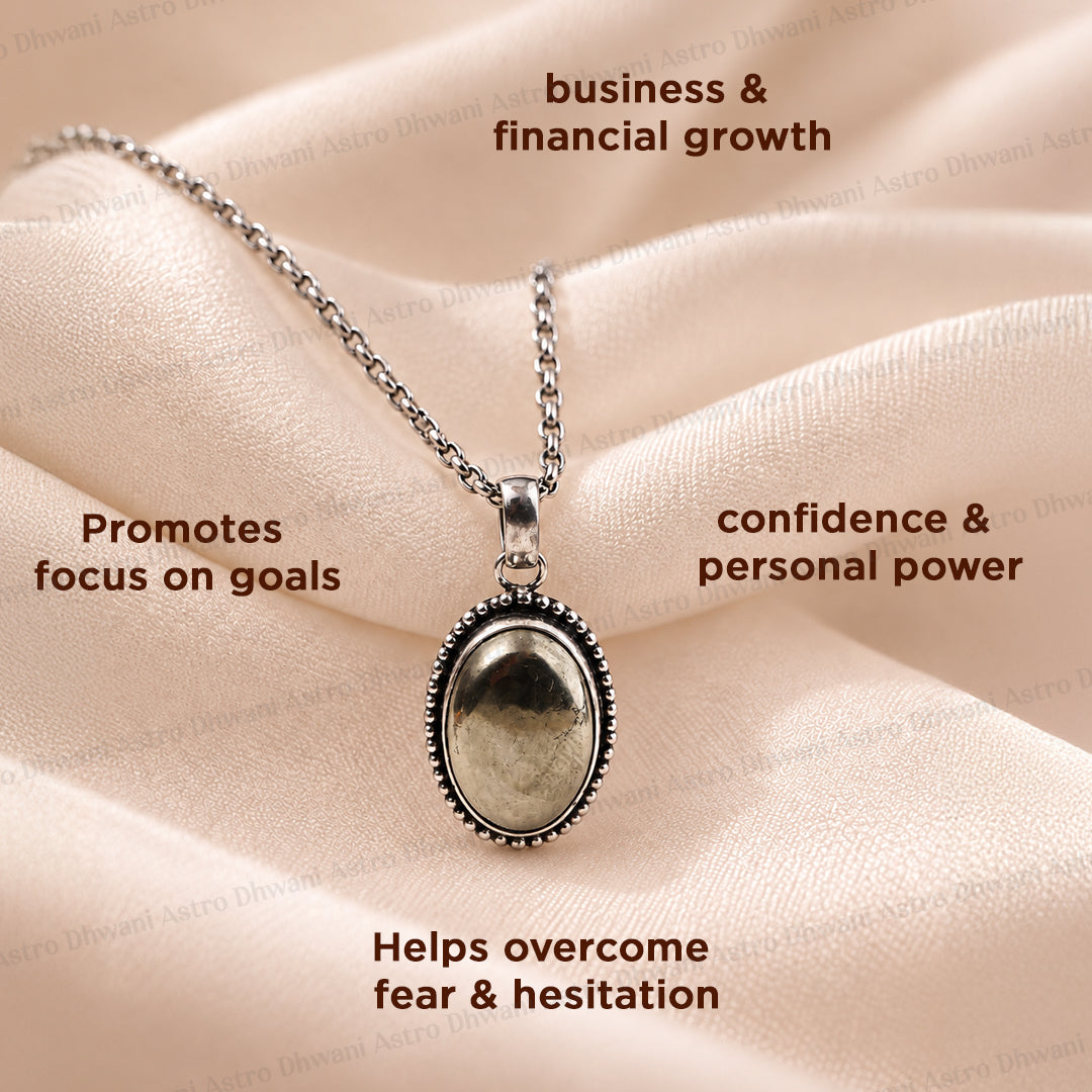 Pyrite Oval stone Pendant - Abhimantrit & Certified
