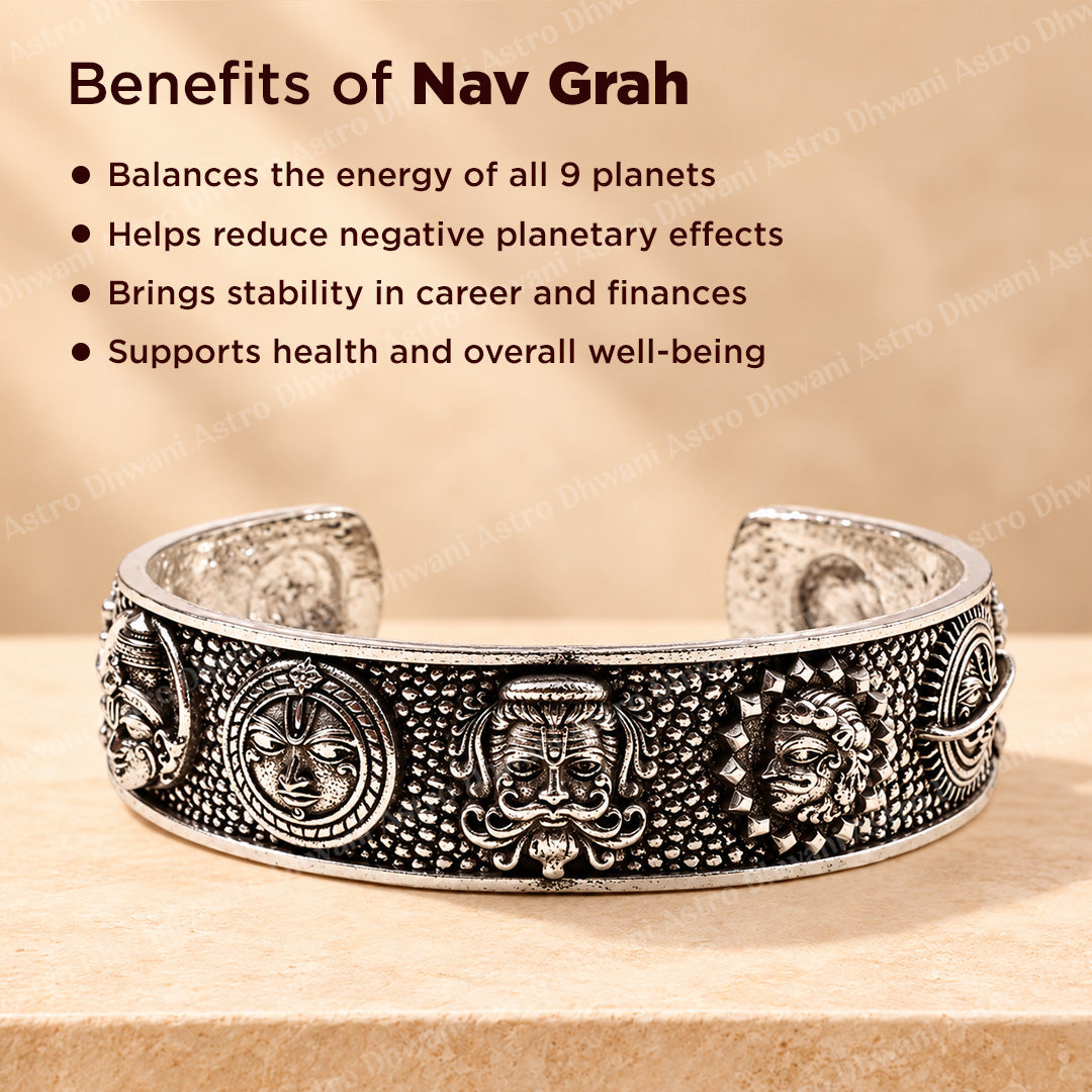 Nav Grah Kada Silver Oxidized Abhimantrit