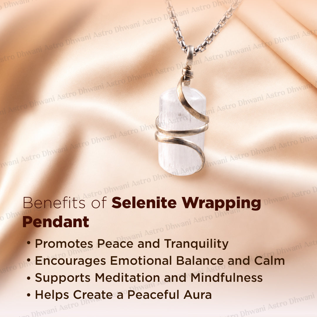 Selenite Wrapping Pendant - Abhimantrit