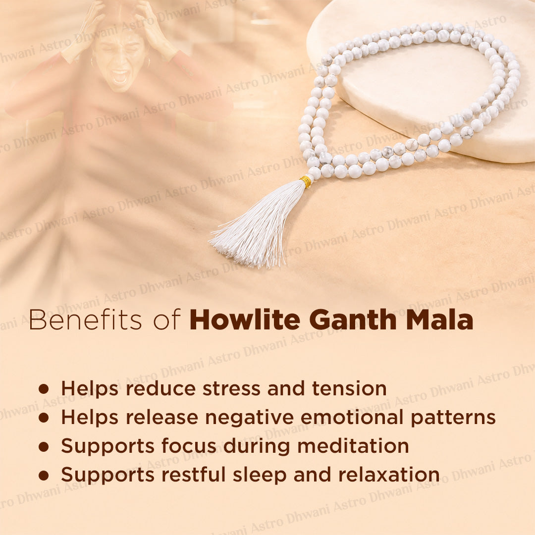 Howlite Crystal Mala Peace Focus Meditation Mala