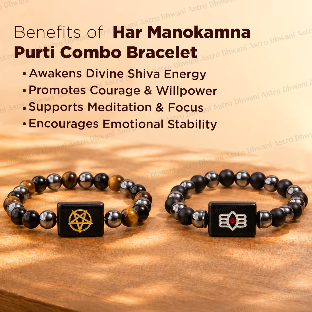 Har Manokamna Purti Combo (Divya Shakti Bracelet & Shiv Netra Bracelet) - Abhimantrit & Certified