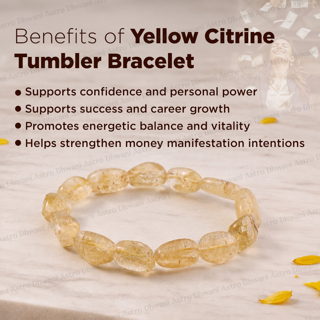 Money and Wealth Attract: Yellow Citrine Tumble Bracelet - Abhimantrit & Certified