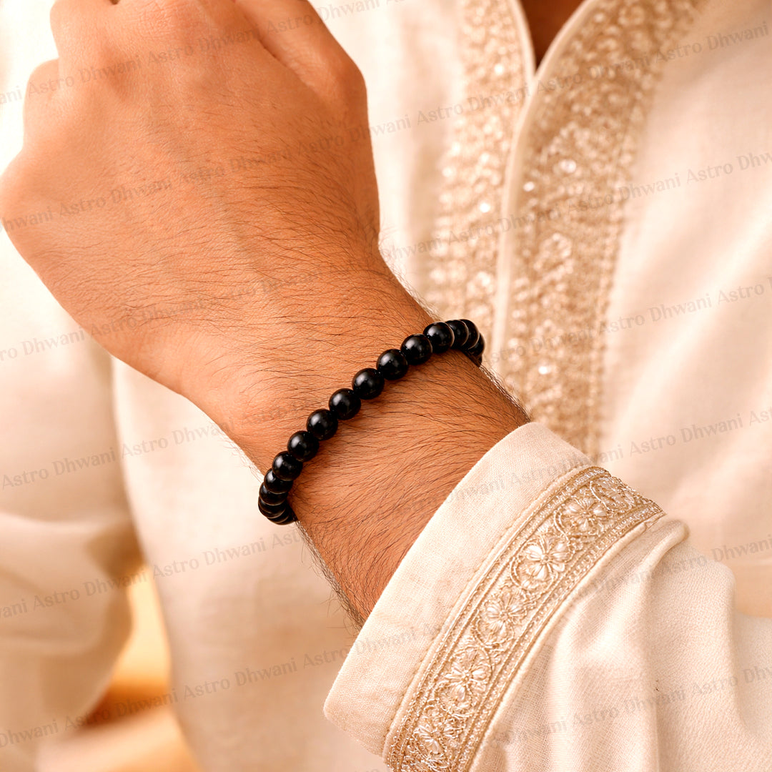 Protect from Psyhic attacks & Negative Engery: Black Tourmaline Bracelet - Abhimantrit & Certified