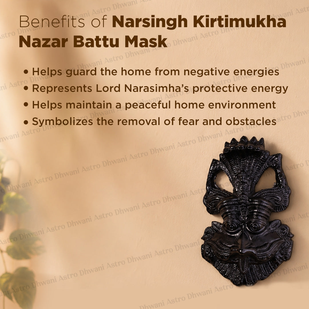 Nazar Battu Mask Wall Hanging | Narsingh Kirtimukha Evil Eye Protection | Vastu Home Decor
