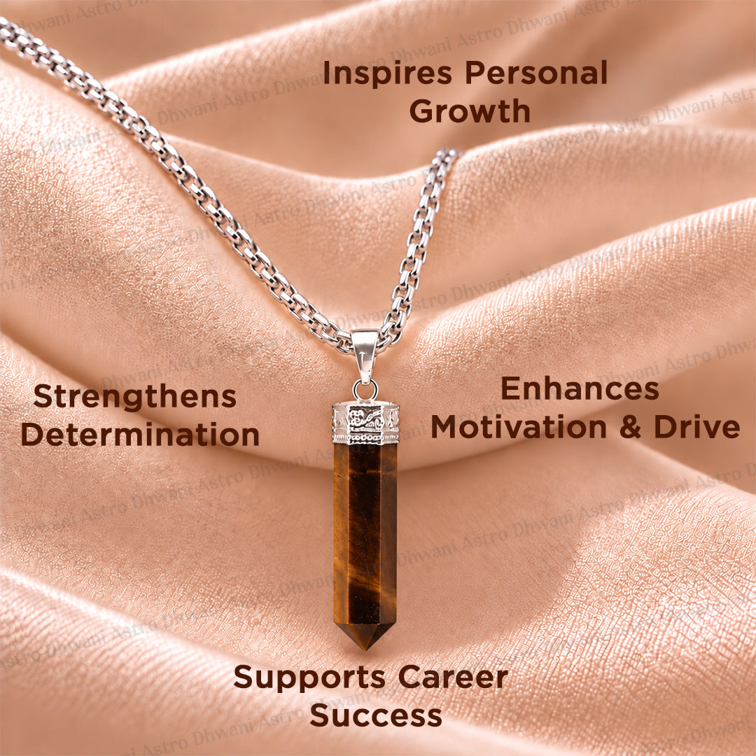 Tiger Eye Pencil Pendant for Courage, Focus & Grounded Confidence