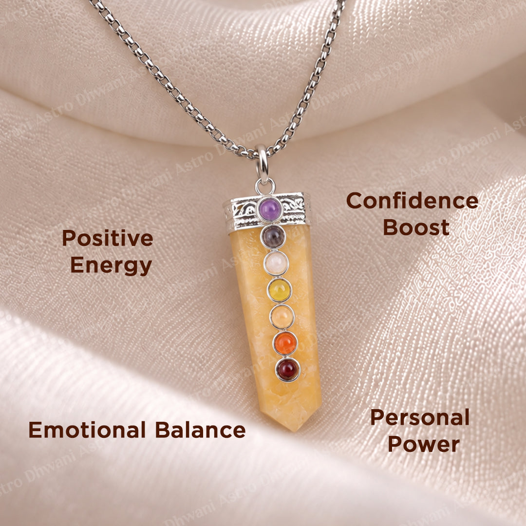 Yellow Aventurine Seven Chakra Stone Pendant - Abhimantrit & Certified