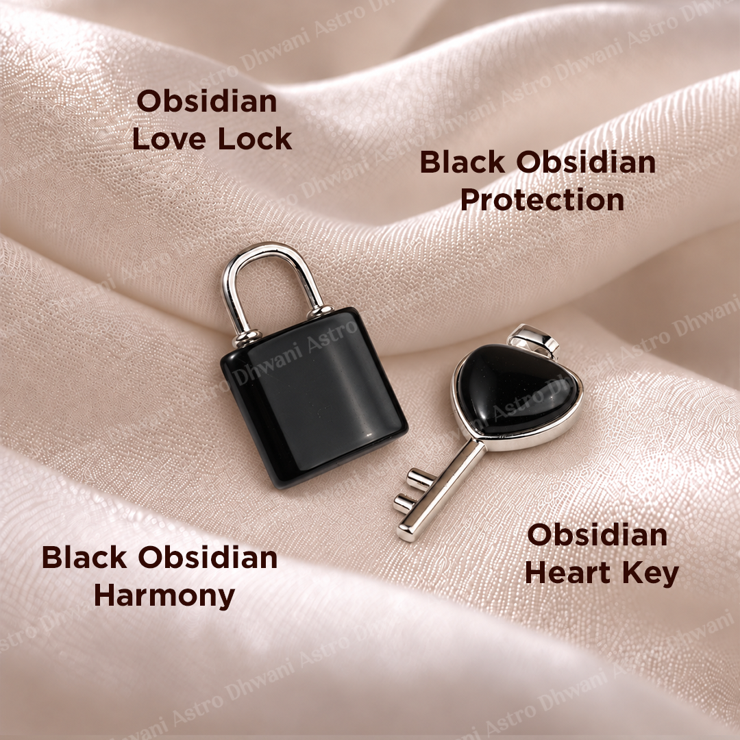 Black Obsidian Lock And Key Pendant -Abhimantrit & Certified