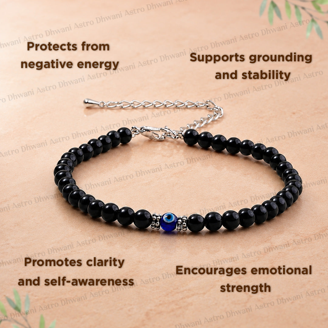 Black Obsidian Anklet | Evil Eye Protection Anklet | Positivity & Negative Energy Shield