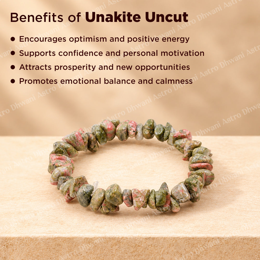 Unakite Uncut Crystal Bracelet - Abhimantrit & Certified