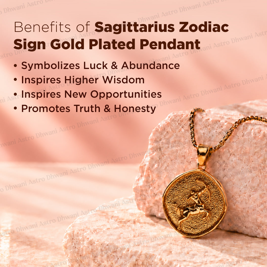 Sagittarius Zodiac Sing Gold Plated Pendant