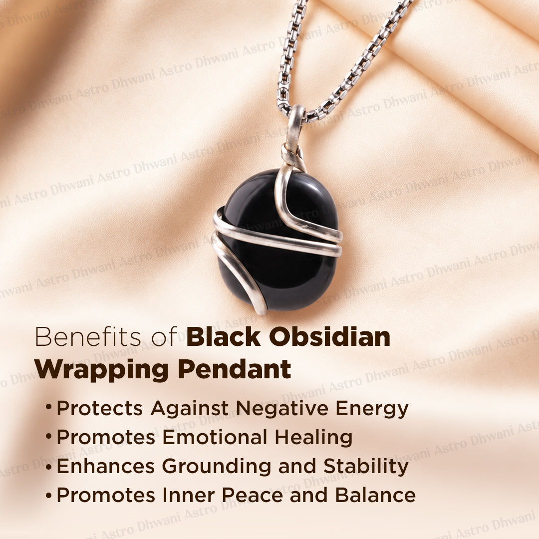 Black Obsidian Wrapping Pendant - Abhimantrit