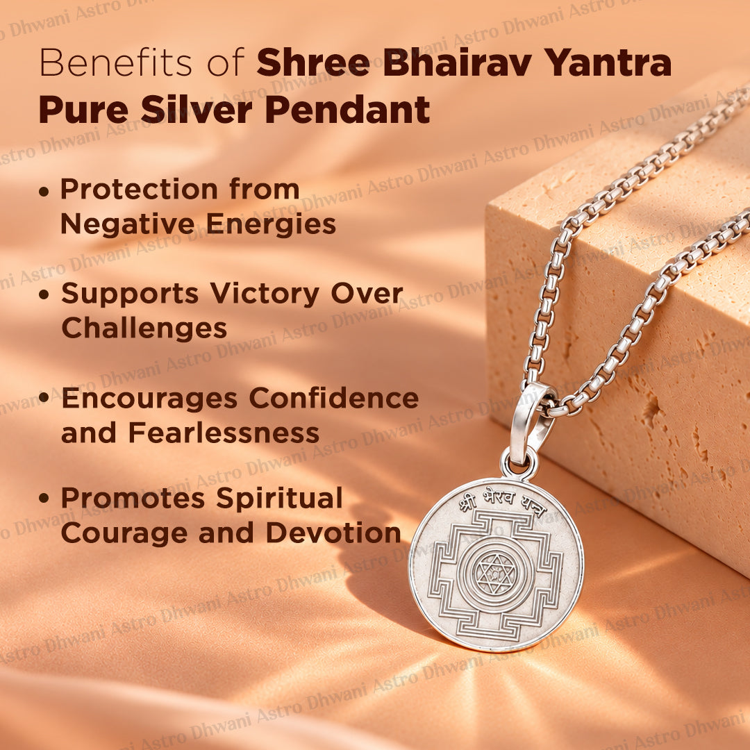 Shree Bhairav Yantra (Pure Silver) Pendant - Abhimantrit