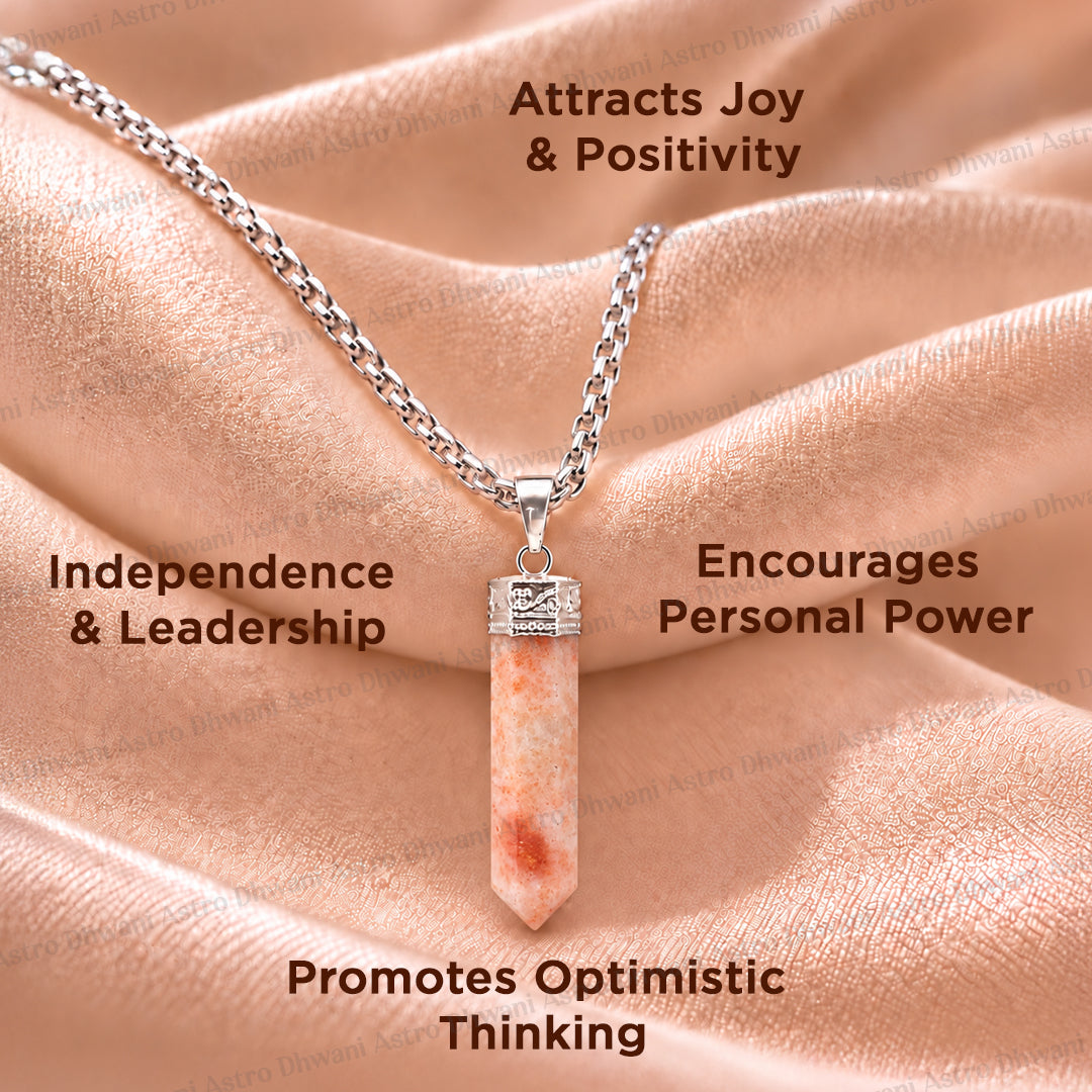 Sunstone Pencil Pendant - Abhimantrit & Certified
