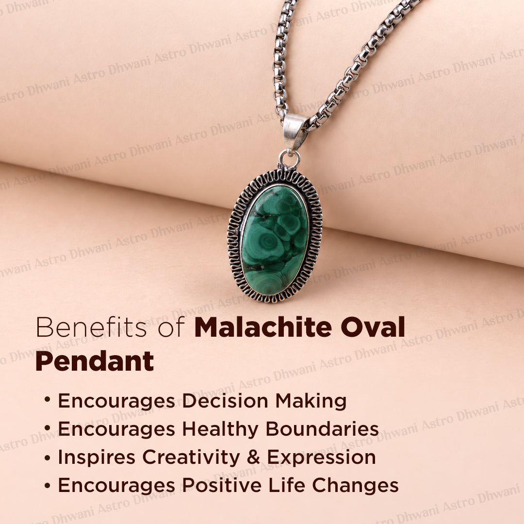 Malachite Oval Pendant - Abhimantrit & Certified