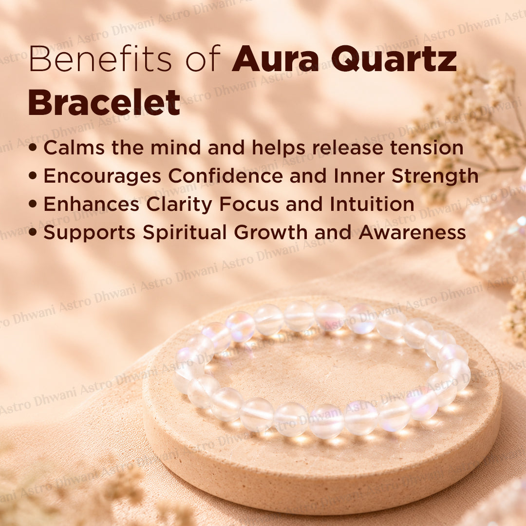 Stress Relief & Energy Balancing: Aura Quartz Bracelet - Abhimantrit & Certified