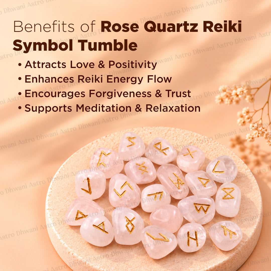 ROSE QUARTZ REIKI SYMBOS TUMBLE ( Abhimantrit & Certified )