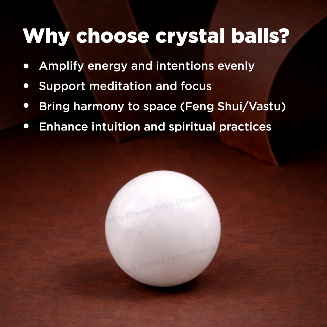 Natural White Jade Crystal Ball Abhimantrit Certified
