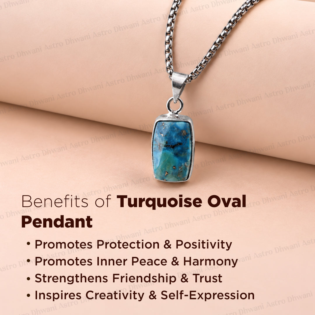Turquoise Oval Stone Pendant - Abhimantrit & Certified