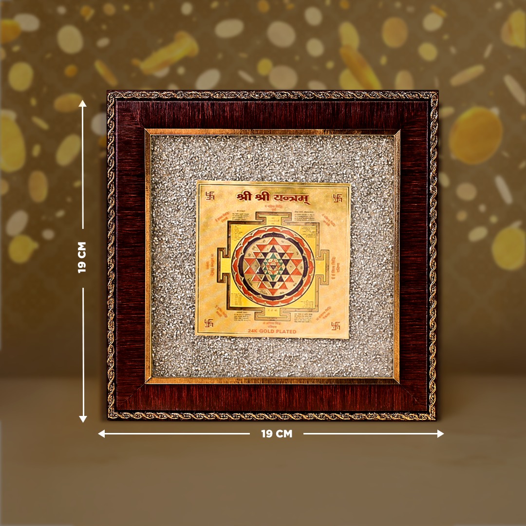 Decorative item with measurements on a brown background