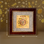 Decorative item with measurements on a brown background