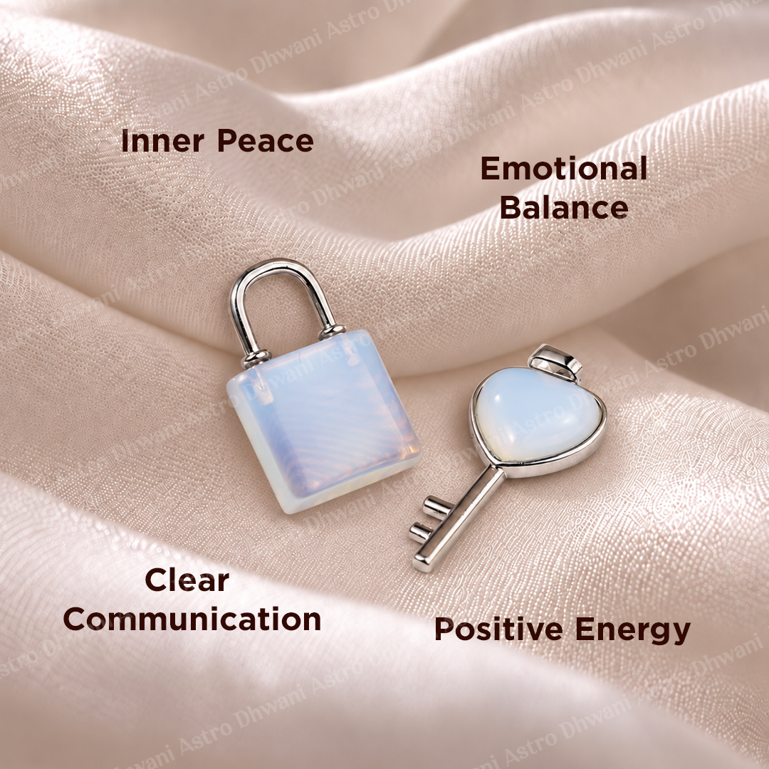 Opalite Lock And Key Pendant -Abhimantrit & Certified
