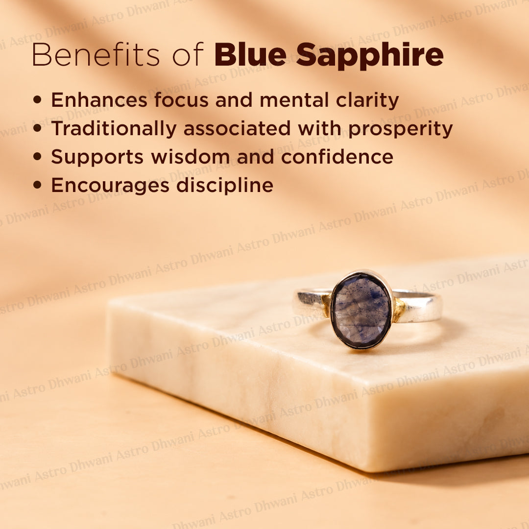 Blue Sapphire Ring for Wisdom, Confidence & Positive Energy