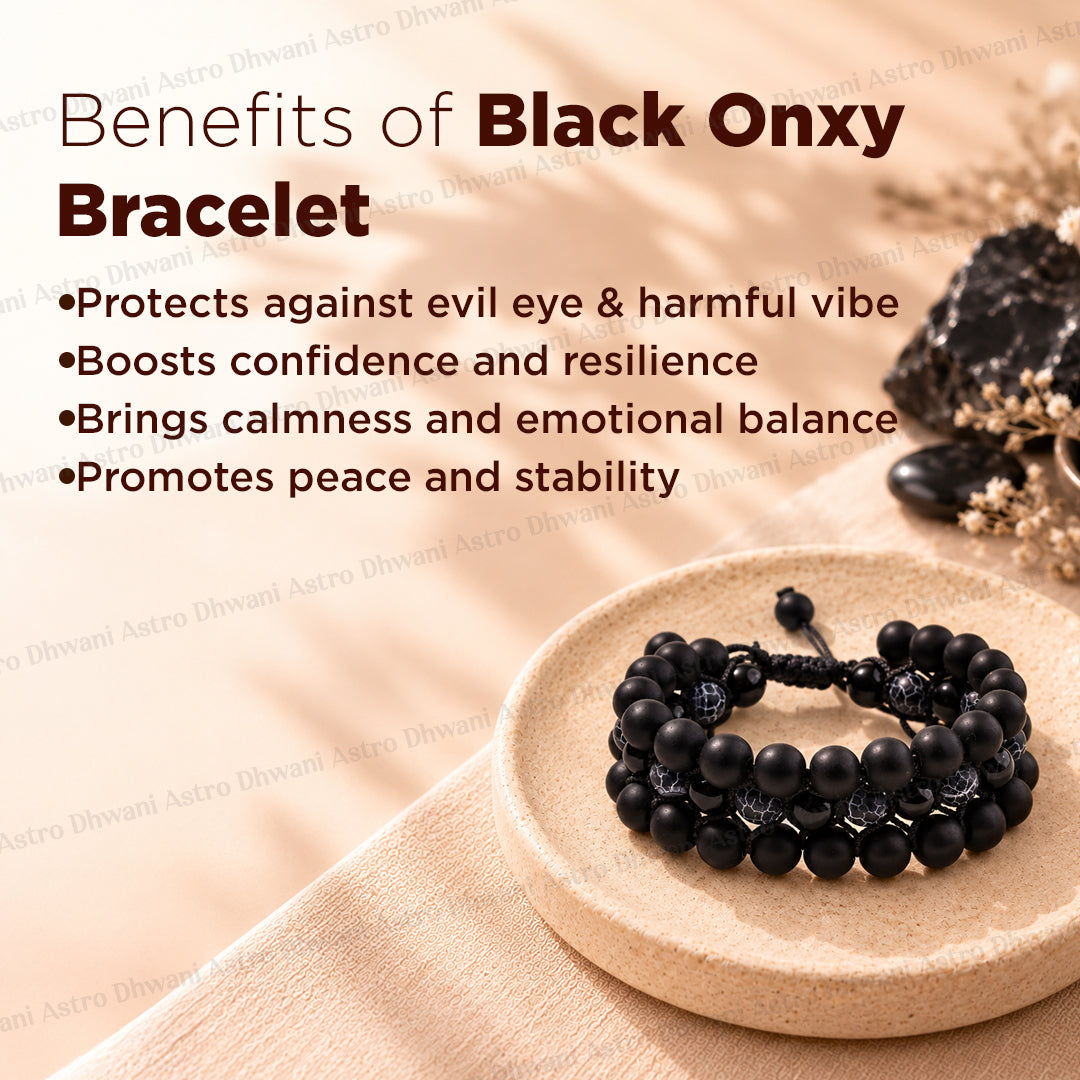 Negative and Evil Protection: Black Onyx Bracelet - Abhimantrit & Certified