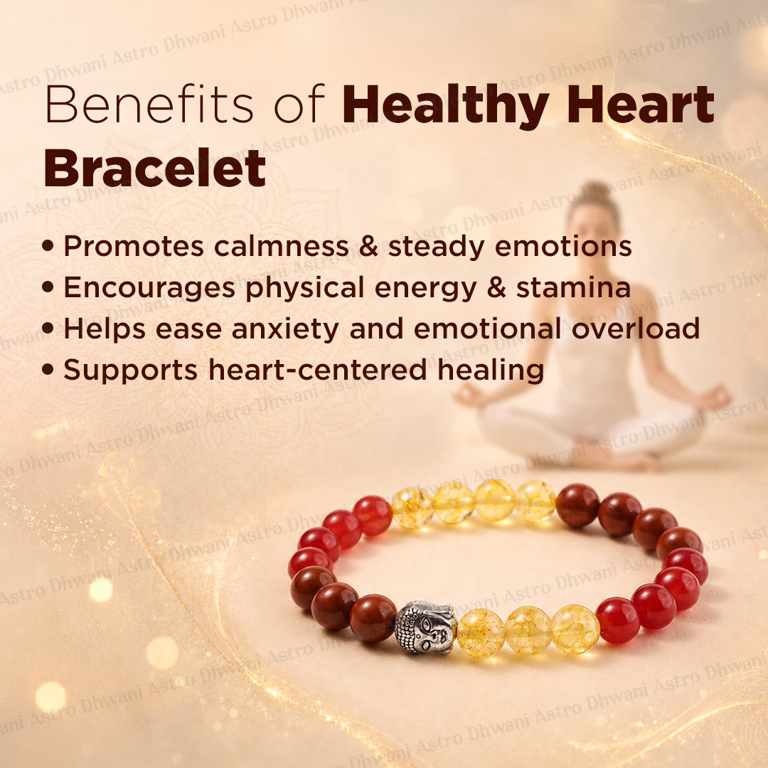 Healthy Heart Balance Bracelet (Red Carnelian, Yellow Citrine and Red Jasper)-Abhimantrit & Certified