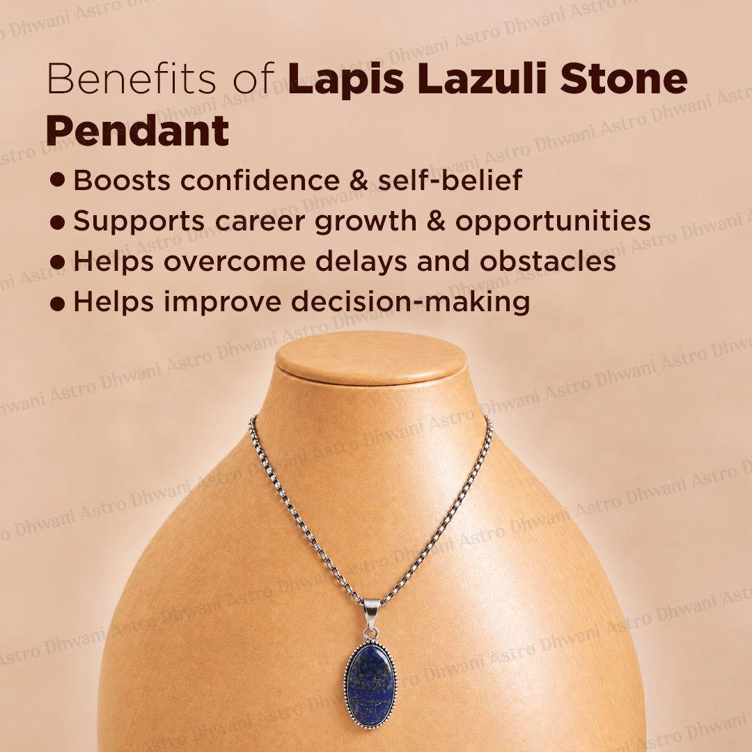 Lapis Lazuli Oval Stone Pendant - Abhimantrit & Certified