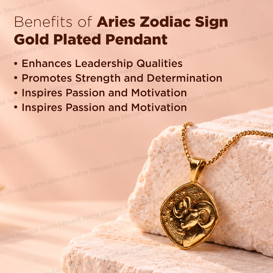 Aries Zodiac Sign Gold Plated Pendant for Boost Confidence