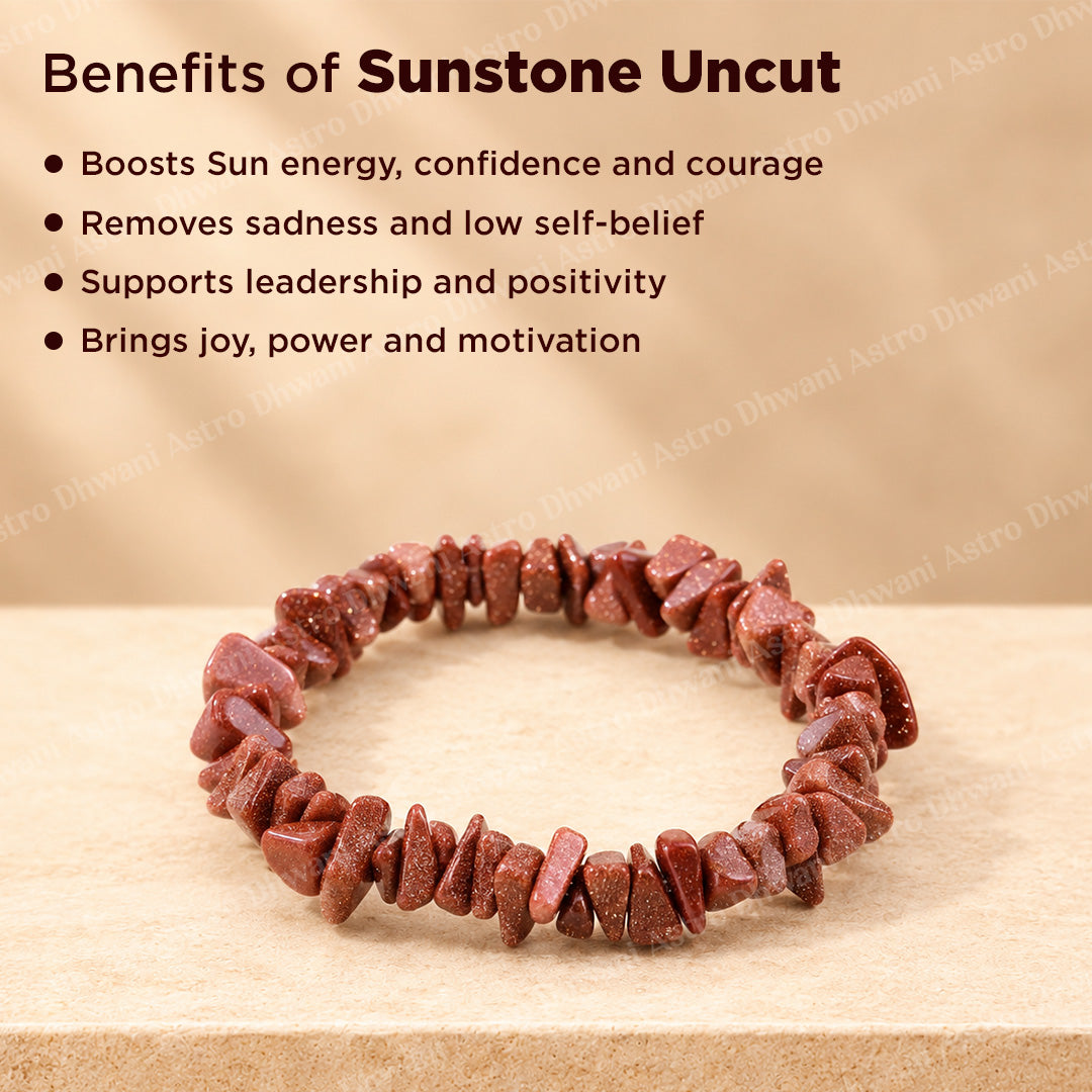 Sunstone Uncut Bracelet For Confidence Positivity Energy Boost - Abhimantrit & Certified